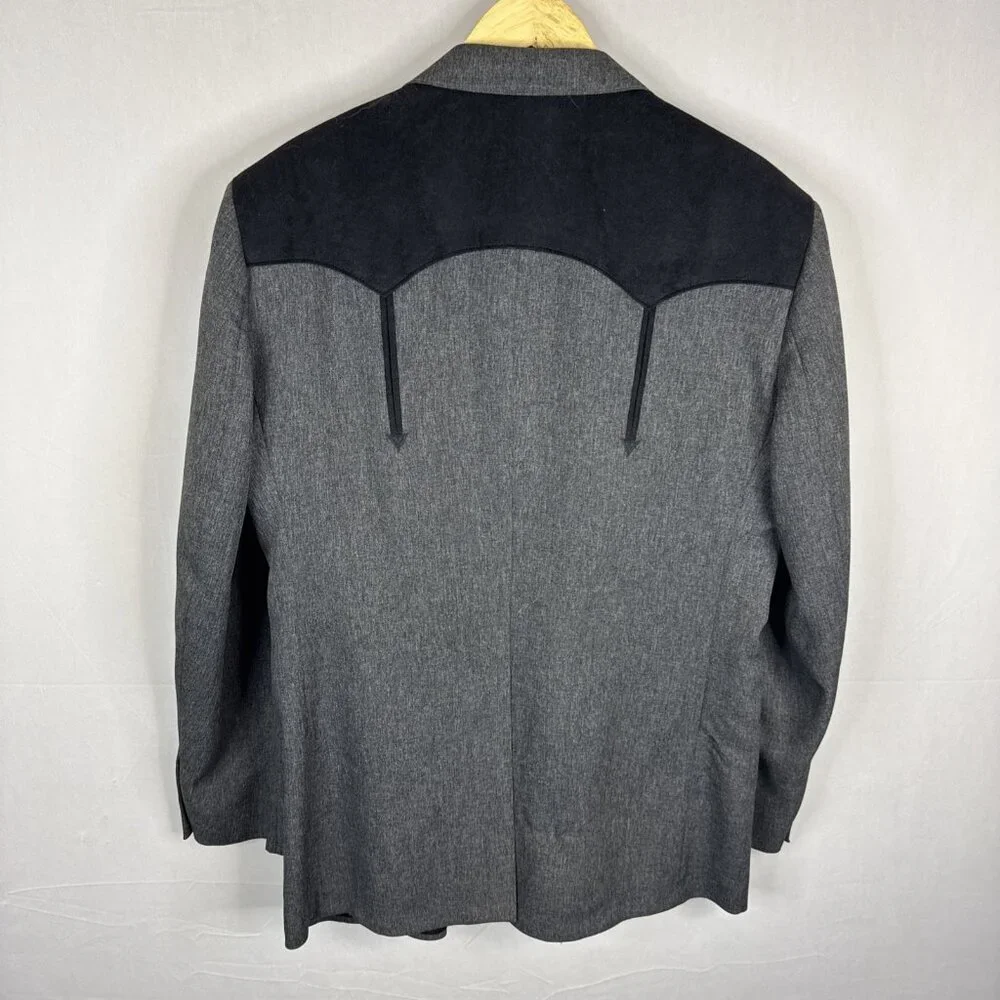Circle S Western Blazer Men’s 48R Gray Two-Tone‎ Cowboy Sport Coat USA Made